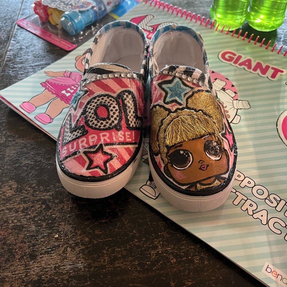 NWOT Hand Painted LOL. Surprise! Slip On Tennis Shoes Various Sizes